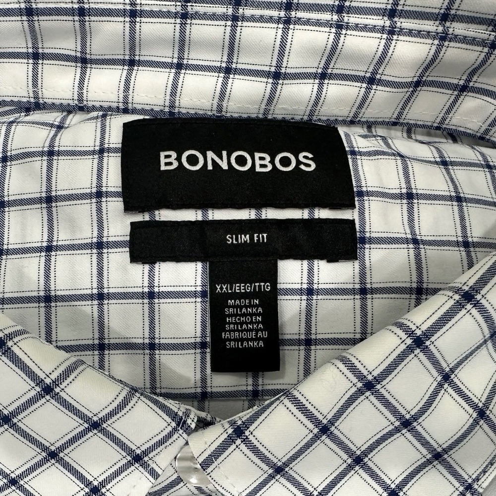 Bonobos Mens Slim Fit Button-Down Tech Dress Shirt Blue XXL Long Sleeve NWT - Picture 8 of 9